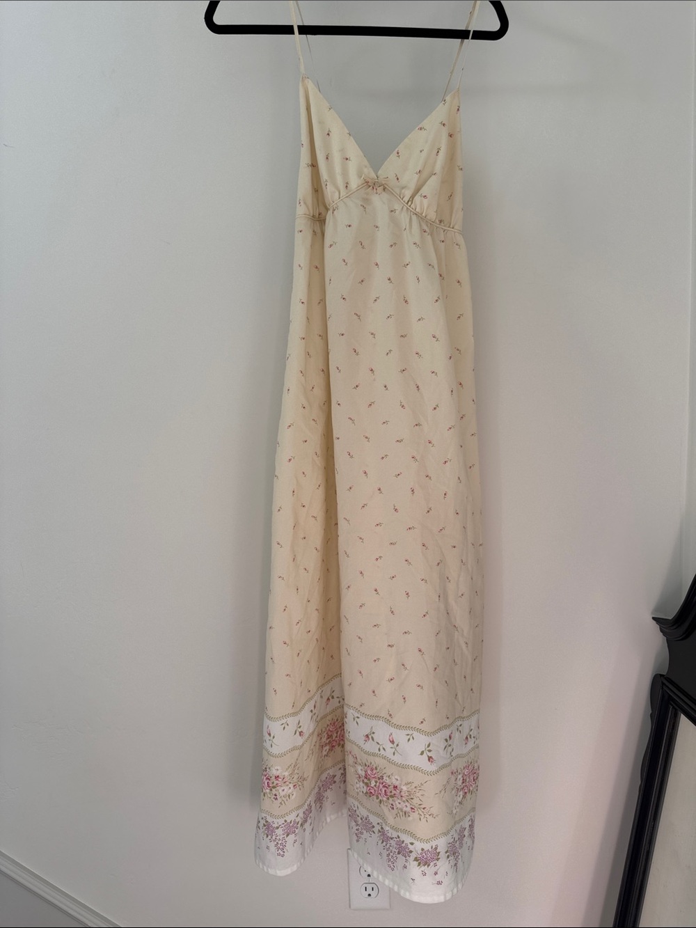 Vintage Floral Slip Dress Cottagecore Nightgown Rosebud Print romantic maxi - Picture 1 of 9